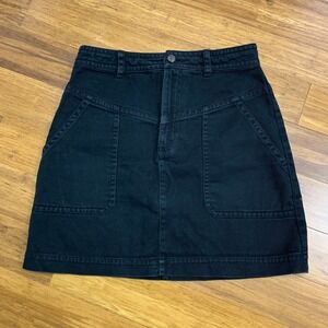 Banana Republic Denim Mini Skirt Women Size 4 Black Pockets Casual Cargo Utility